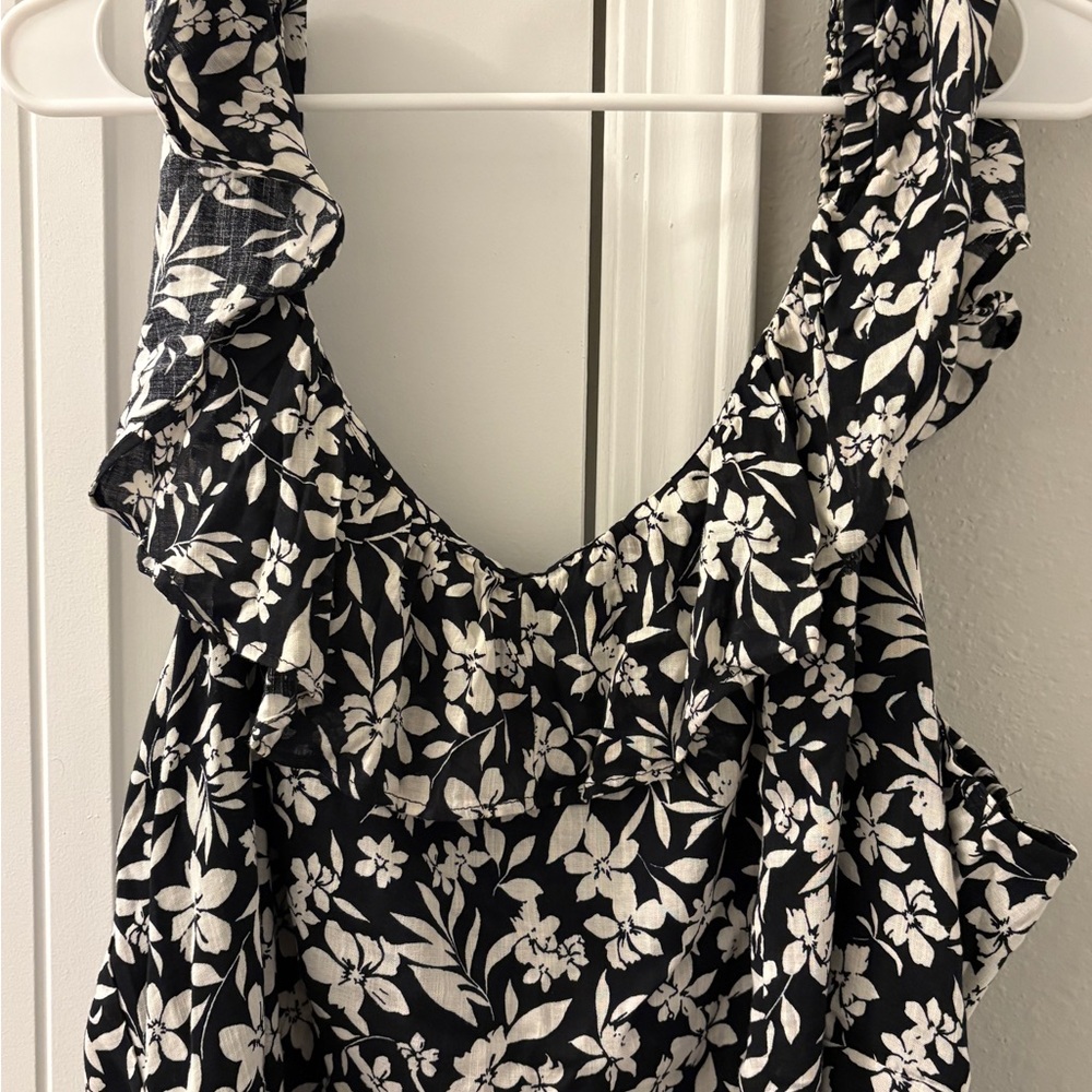 Floral Black and White Women's Summer Dress